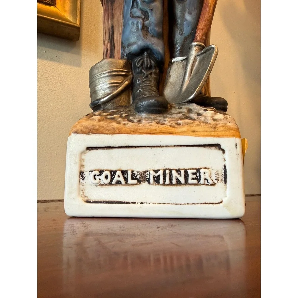 Vintage 1975‎ Coal Miner Decanter, King Coal Bourbon Bottle, Porcelain Figural
